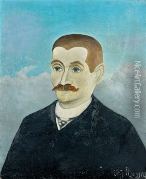 Portrait D'homme Roux Oil Painting - Henri Rousseau