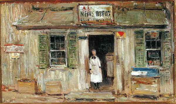 News Depot, Cos Cob, 1912 Oil Painting - Childe Hassam