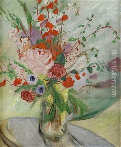 Blomsterbukett Med Rosor Oil Painting - Sigrid (Maria) Hjerten