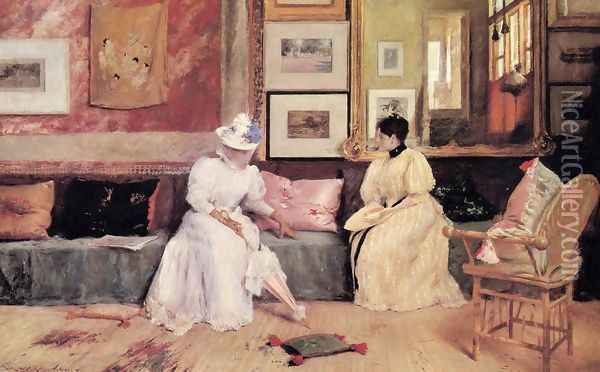 A Friendly Call Oil Painting - William Merritt Chase