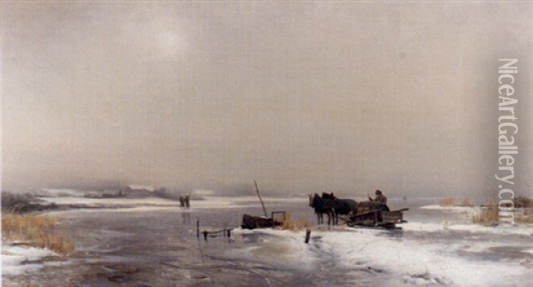 Vinterlandskap Oil Painting - Gustaf Rydberg