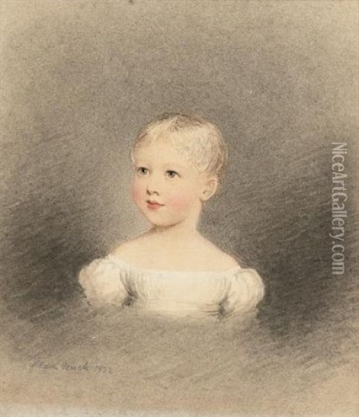 Portraits Of A Baby Wearing White Dress (+ 2 Others, 1821/1824; 3 Portraits Of Children) Oil Painting - Adam Buck