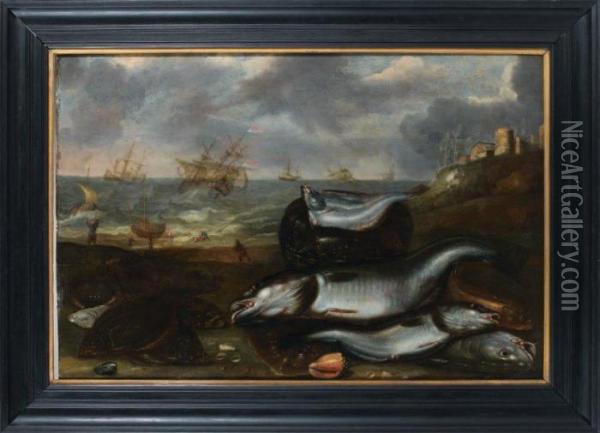 Nature Morte De Poissons Et Marine Oil Painting - Willem Ormea