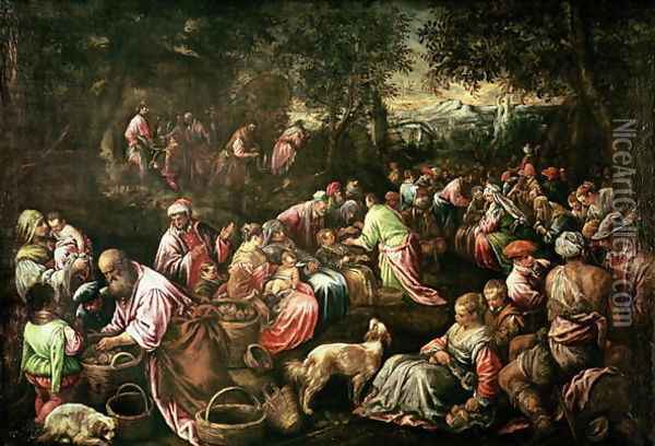The Feeding of the Five Thousand Oil Painting - Jacopo Bassano (Jacopo da Ponte)