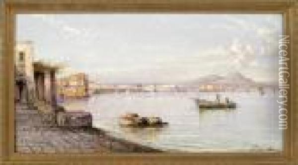 Blick In Die Bucht Von Neapel Mit Dem Vesuv Oil Painting - Giuseppe Carelli