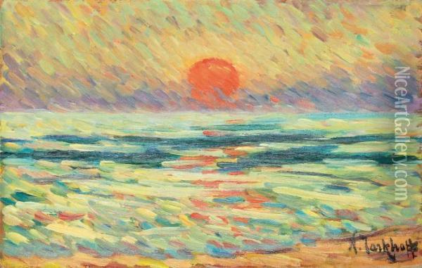 Sunset Over The Sea Oil Painting - Nikolai Aleksandrovich Tarkhov