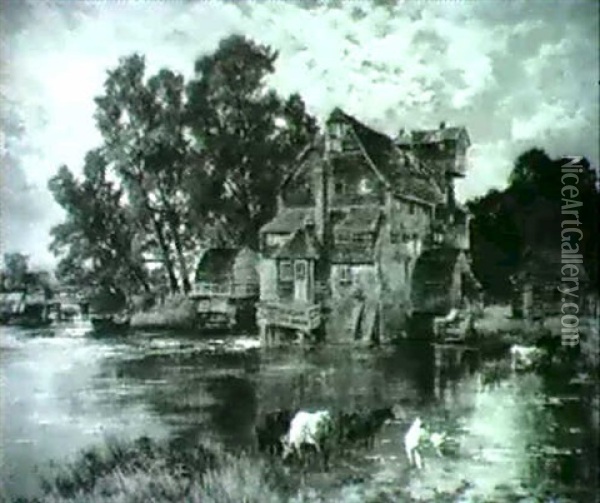 View Of The Mill At Houghton Oil Painting - Keeley Halswelle