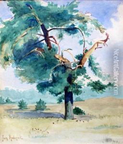 Samotne Drzewo Oil Painting - Jan Rubczak