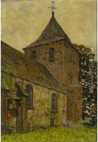 A View Of A Church, Kootwijk Oil Painting - Jan Adam Zandleven