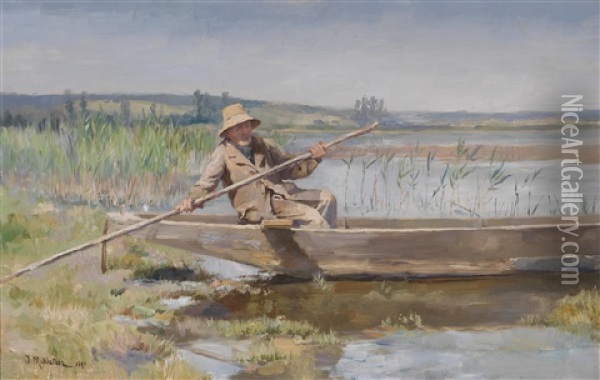 Mann Im Boot Oil Painting - Joseph Middeleer