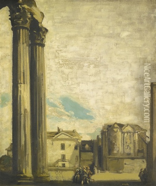 Ruined Columns Oil Painting - James Ferrier Pryde