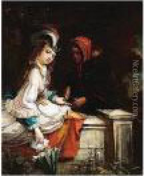 The Fortune Teller, Heightened Signature And Date 1874 Oil Painting - Richard Waller