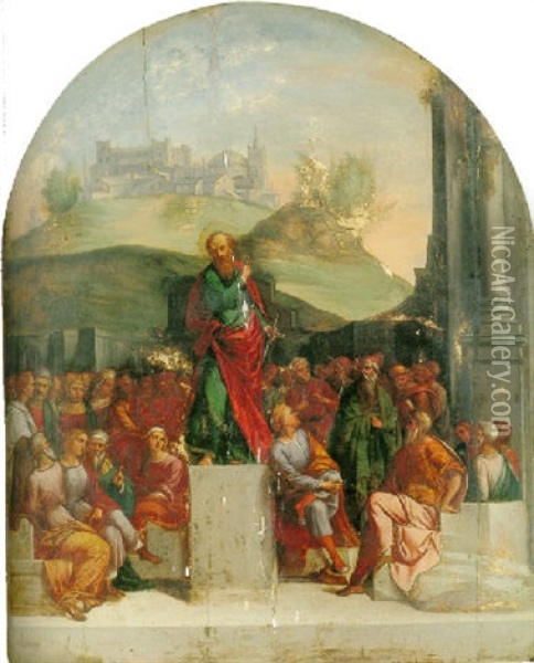 Preaching Of Saint Paul Oil Painting - Benvenuto Tisi da Garofalo