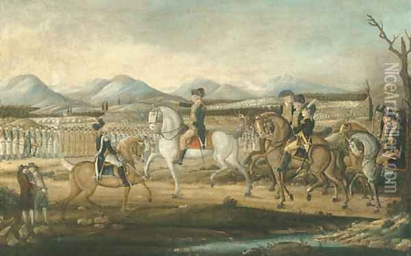 Washington Reviewing the Western Army at Fort Cumberland, Maryland Oil Painting - Frederick Kemmelmeyer