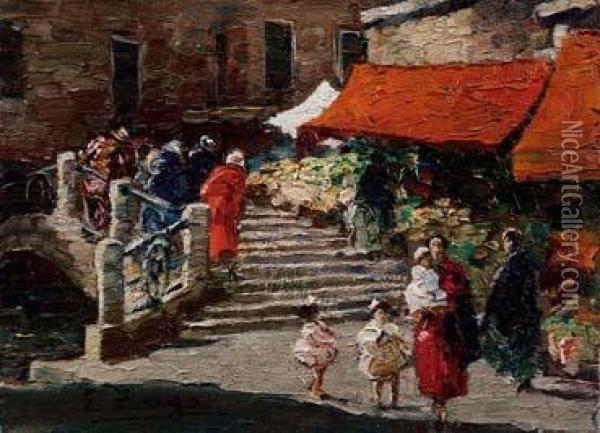 Mercato Veneziano Oil Painting - Erma Zago