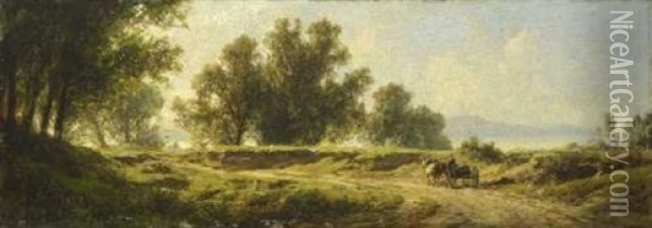 Baumlandschaft Am Ufer Eines Vorgebirgssees Oil Painting - Julius Lange