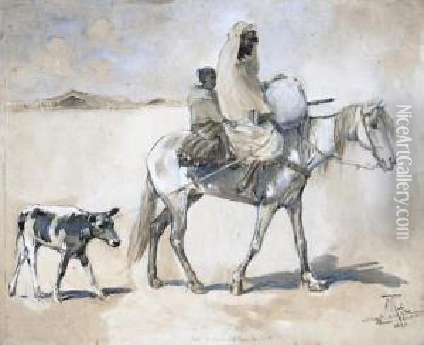 Crossing The Desert Oil Painting - Maurice Romberg De Vaucorbeil