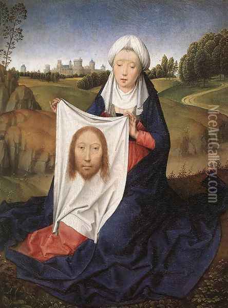 St John and Veronica Diptych (right wing) c. 1483 Oil Painting - Hans Memling
