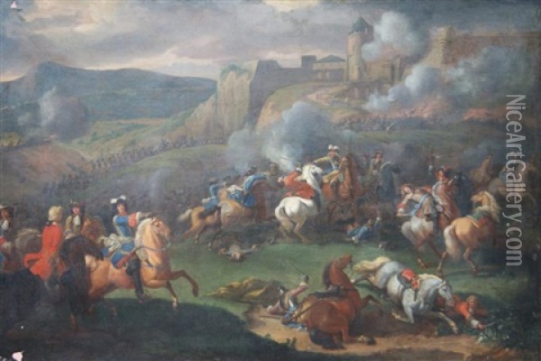 L'attaque D'un Fort Oil Painting - Jacob van Huchtenburg