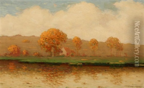 River Landscape, Autumn Oil Painting - Clark S. Marshall