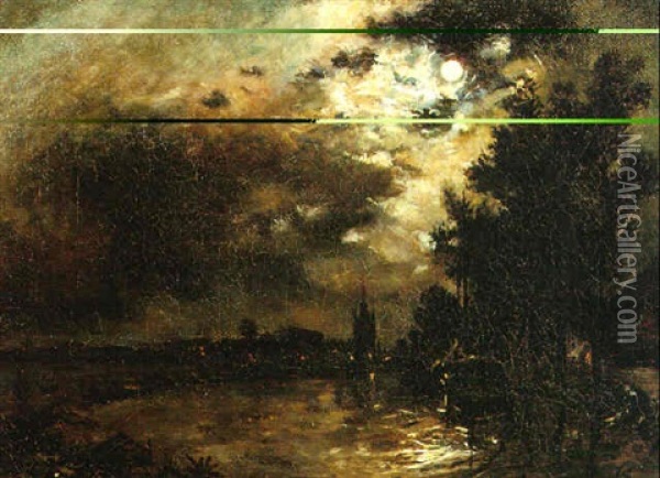 Clair De Lune Sur Le Port Oil Painting - Johan Barthold Jongkind