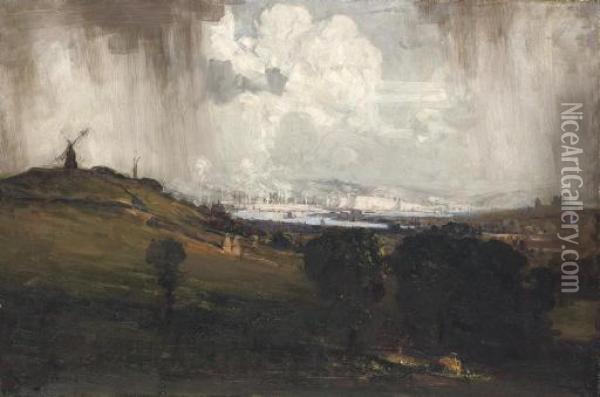Rochester From Strood Hill Oil Painting - Arthur Ernest Streeton