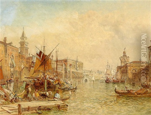 Venedig - Auf Dem Canale Grande Mit Blick Auf Den Dogenpalast Oil Painting - Alfred Pollentine