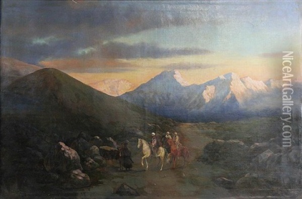 Tribesmen In Mountains Oil Painting - Il'ia Nikolaevich Zankovskii