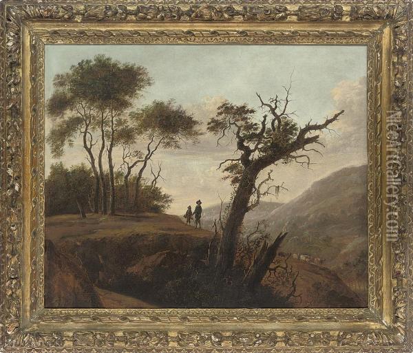 An Italianate Wooded Landscape With Travellers On A Track Oil Painting - Abraham Blommaert