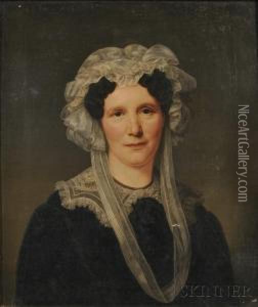 Woman In A Lace Cap And Collar Oil Painting - Friederich Carl Groger