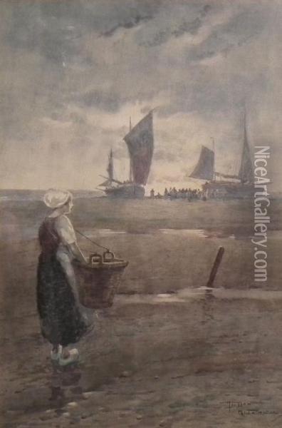 Dutch Beach Scene Oil Painting - Hutton Mitchell