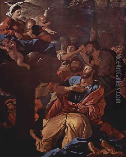 Apparition of the Virgin at the Great St. Jacques Oil Painting - Nicolas Poussin