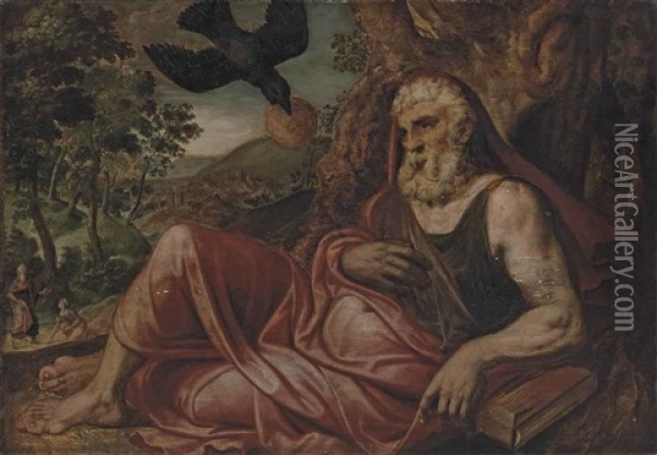 Elijah Fed By The Raven, With Elijah And The Widow Of Zerphath Oil Painting - Frans Pourbus the Elder