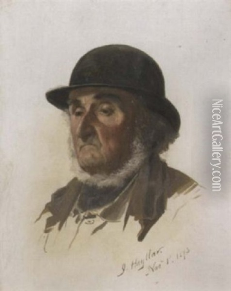 Study Of An Elderly Man In A Bowler Hat Oil Painting - James Hayllar