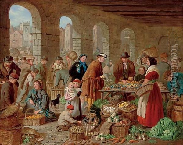 A market Oil Painting - Henry Charles Bryant