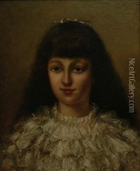 Portrait De Fillette Oil Painting - A. Berthault