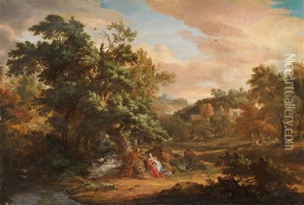 Landscape With The Rest On The Flight To Egypt Oil Painting - John van der Vaart