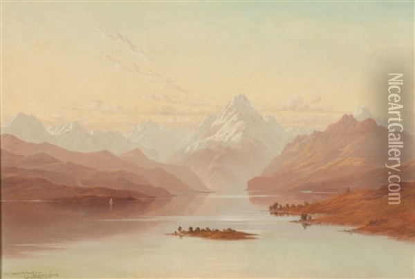 Lake Pukahi And Mount Cook, Mackenzie Country Oil Painting - Lawrence William Wilson