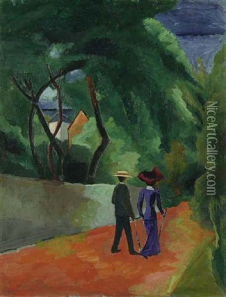 Der Rote Weg Oil Painting - August Macke