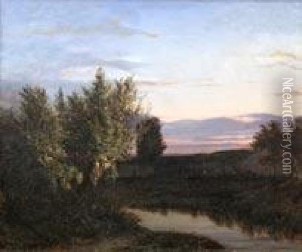 crepuscule Sur L'etang Oil Painting - Victor Louis