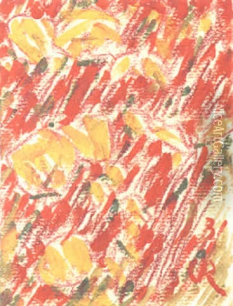 Gelbe Bluten Auf Rotem Grund Oil Painting - Christian Rohlfs
