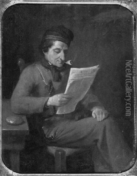 Seated Gentleman Reading Oil Painting - Philippus Anthonius Alexander Kanne