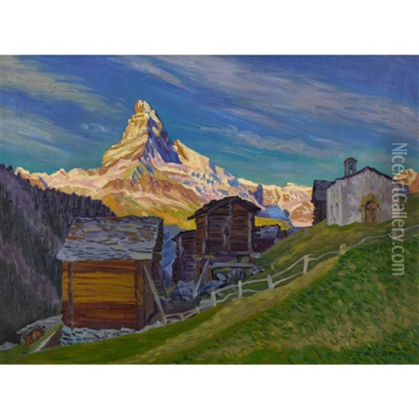 Fruhlingsmorgen In Findelen - Zermatt Oil Painting - Waldemar Theophil Fink