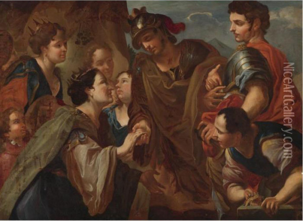 Alexander The Great And The Family Of Darius Oil Painting - Antonio Molinari