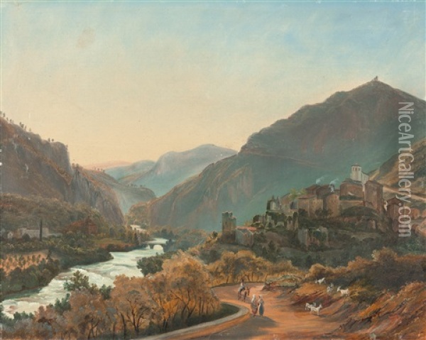 Flusstal In Norditalien Oil Painting - Friedrich Loos
