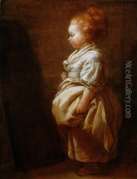 Young Girl In Front Of A Blackboard Oil Painting - Jean-Honore Fragonard