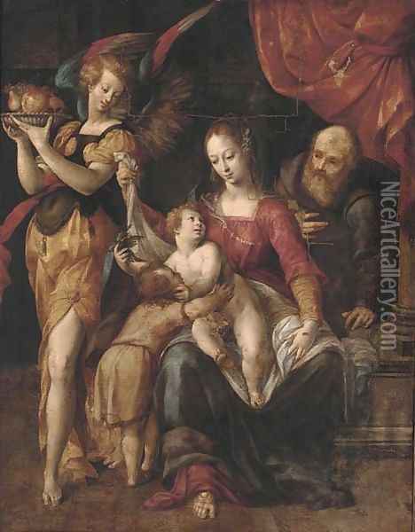 The Holy Family with the Infant Saint John the Baptist Oil Painting - Denys Calvaert