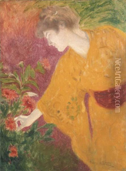 Beaute Ideale En Kimono Oil Painting - Maurice Chabas