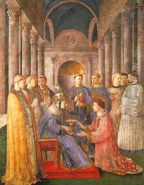 The Ordination of Saint Lawrence, 1447-49 Oil Painting - Angelico Fra