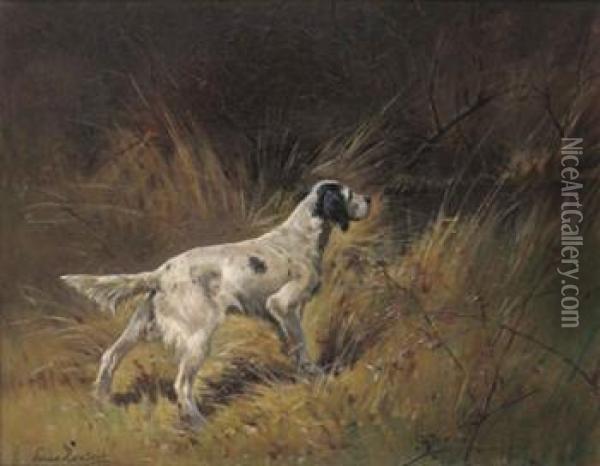 English Setters Working Oil Painting - Louis Contoit
